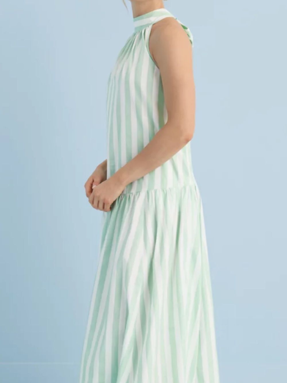 Crown & Ivy Sewing Down South Amanda Stripe Halter Maxi Dress size XS
